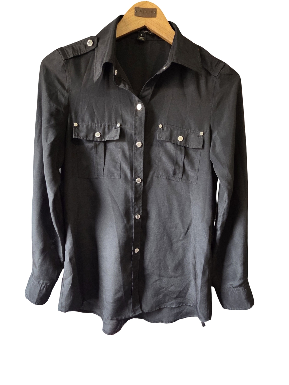 Women’s Black Button-Down Utility Shirt